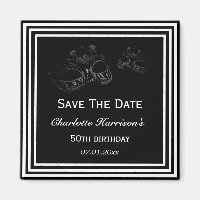 Schwarz-Weiß-Masquerade Geburtstag Save the Date