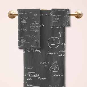 Schwarz Weiß Mathe Formel Grafik Badhandtuch Set