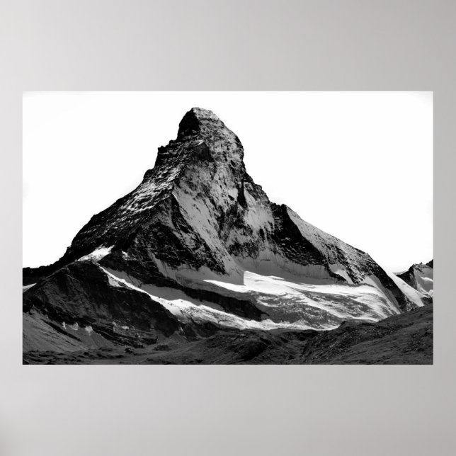 Schwarz-Weiß-Matterhorn-Nordwand Poster (Vorne)