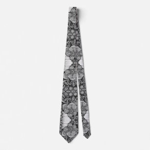 Schwarz-Weiß-Maximalist Paisley Floral Garden Krawatte