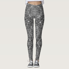 Schwarz-Weiß-Medaillon-Leggings Leggings