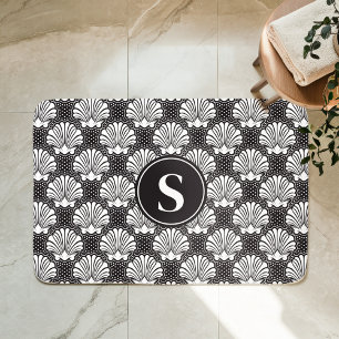 Schwarz-Weiß-Meeresschnecken-Küstermonogramm Badematte