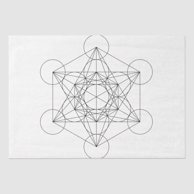 Schwarz-Weiß-Metatron-Würfel Seidenpapier (Vorderseite)