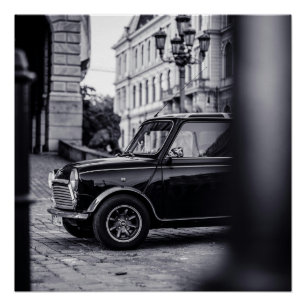 Schwarz-weiß Mini Cooper Classic-Autoposter Poster
