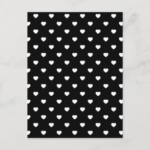 Schwarz-Weiß-Mini-Herzmuster Postkarte