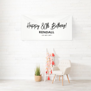 Schwarz & Weiß Minimal Custom Happy Birthday Banne Banner