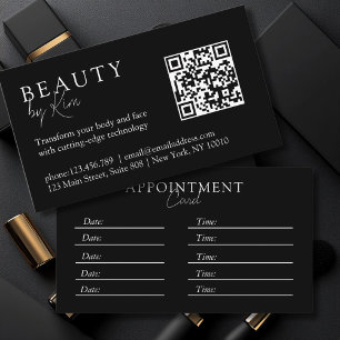 Schwarz & Weiß, Minimal, elegant, Salon, QR-Code Terminkarte