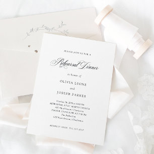 Schwarz-Weiß-Minimal Elegante Probe Abendessen Einladung