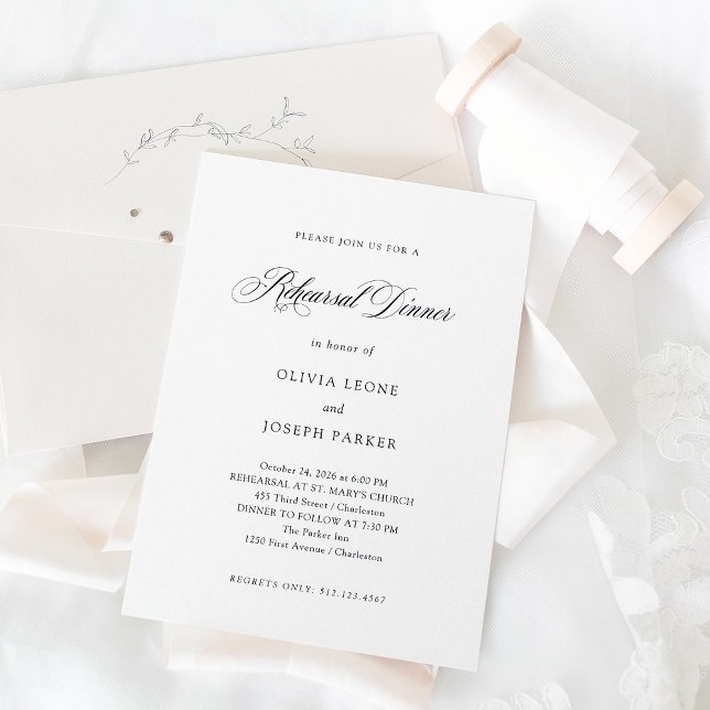 Schwarz-Weiß-Minimal Elegante Probe Abendessen Einladung (Von Creator hochgeladen)