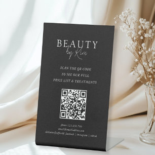 Schwarz-Weiß-Minimal-Elegantes-Salon-QR-Code Sockelschild