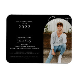 Schwarz/Weiß-Minimal-Foto Abschluss Einladung Magnet