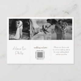 Schwarz-Weiß-Minimal-Foto-Collage Hochzeit Begleitkarte
