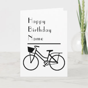 Schwarz-Weiß-Minimal-Geburtstag Fahrrad Karte