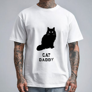 Schwarz Weiß Minimal Katze Daddy Lustig  T-Shirt