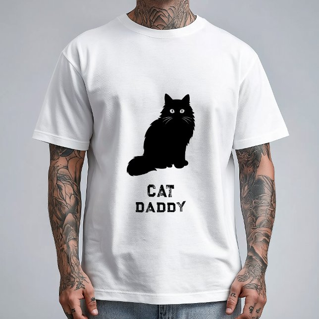 Schwarz Weiß Minimal Katze Daddy Lustig  T-Shirt (Von Creator hochgeladen)