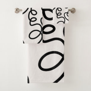 Schwarz-Weiß-Minimal-Linie Pinselstriche Badhandtuch Set