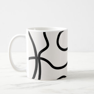 Schwarz-Weiß-Minimal-Linie Pinselstriche Kaffeetasse