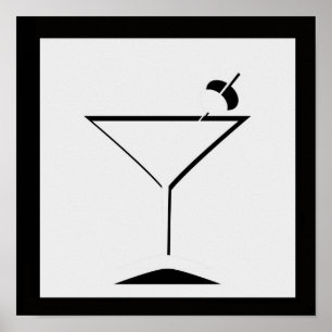 Schwarz-Weiß-Minimal-Martini-Kunstdruckerei Poster