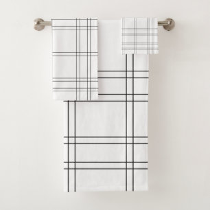 Schwarz-Weiß-Minimal-Moderne-Karo-Sauberes Muster Badhandtuch Set