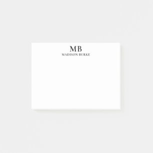 Schwarz-Weiß-Minimal-Monogramm Post-it Klebezettel