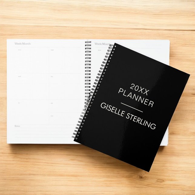 Schwarz-Weiß-Minimal-Profi-Moderne Geschäftswelt Planer (Von Creator hochgeladen)