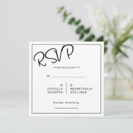 Schwarz-Weiß-Minimal-Quadrat-Hochzeit-RSVP Karte