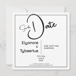 Schwarz-Weiß-Minimal-Quadrat-Hochzeit-Save-the-Dat Karte