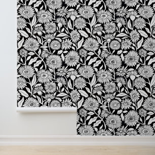 Schwarz-Weiß-Minimal-Sonnenblume Tapete
