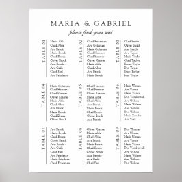 Schwarz-Weiß. Minimal stilvolle Hochzeitssitzkarte Poster