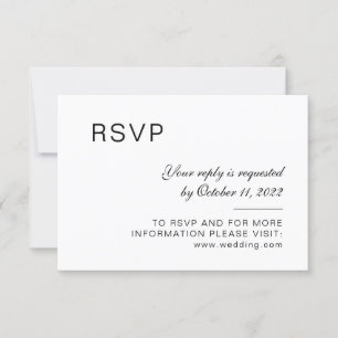 Schwarz-Weiß-Minimal-Typografie-Hochzeit RSVP Karte