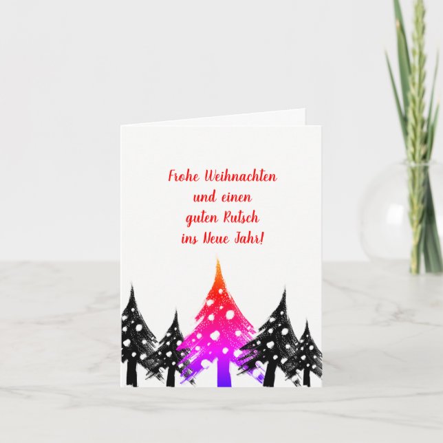 Schwarz weiß, minimale, moderne Weihnachtskarten Feiertagskarte (Vorderseite)