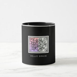 Schwarz-Weiß-Minimalist-Hello-Grace-Tasse Tasse