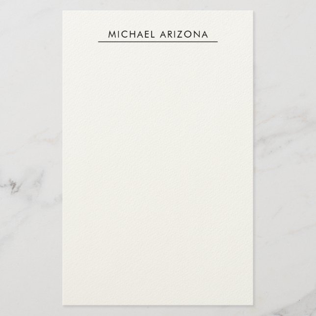Schwarz-Weiß-Minimalist Plain Modern Briefpapier (Vorderseite)