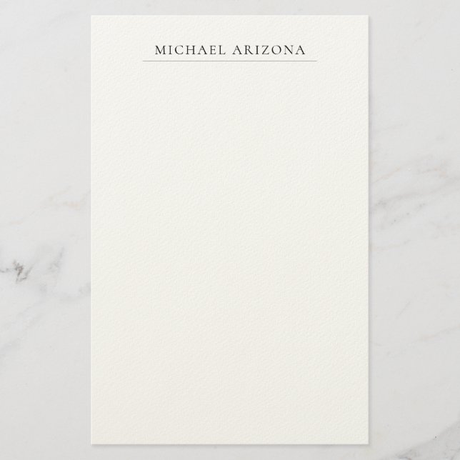 Schwarz-Weiß-Minimalist Plain Modern Briefpapier (Vorderseite)