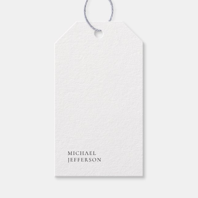 Schwarz-Weiß-Minimalist Plain Modern Geschenkanhänger (Vorderseite)