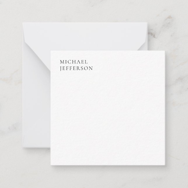 Schwarz-Weiß-Minimalist Plain Modern Mitteilungskarte (Vorderseite)