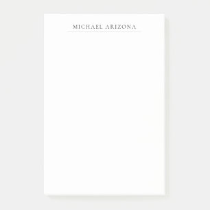 Schwarz-Weiß-Minimalist Plain Modern Post-it Klebezettel