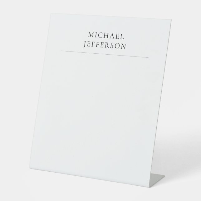Schwarz-Weiß-Minimalist Plain Modern Sockelschild (Vorderseite)