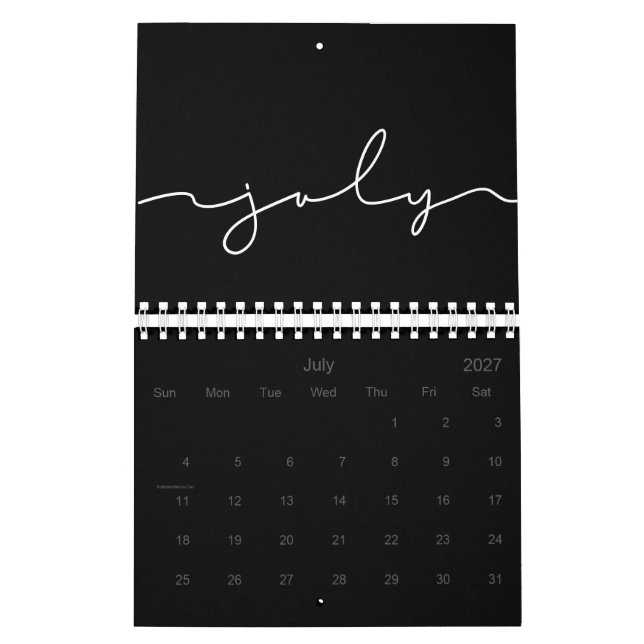 Schwarz-Weiß-Minimalisten 2026 Kalender (Jul 2027)