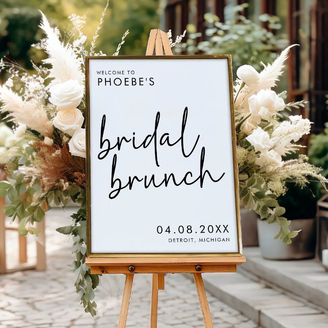 Schwarz/Weiß Minimalistisch Bridal Brunch Willkomm Poster (Von Creator hochgeladen)