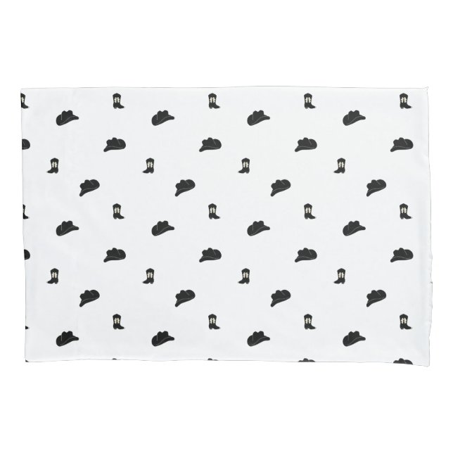 Schwarz-Weiß Minimalistisch Cowboy Rodeo Muster Kissenbezug (Vorderseite)