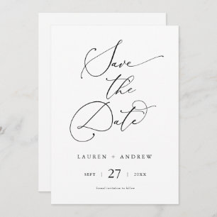 Schwarz/Weiß Minimalistisch Einfach Save the Date Einladung