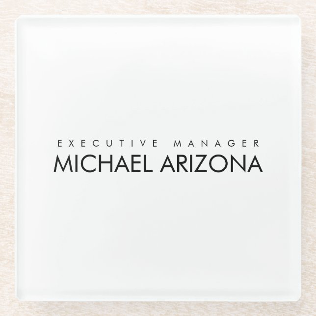 Schwarz/Weiß Minimalistisch Einfach Schlicht Glasuntersetzer (Vorderseite)