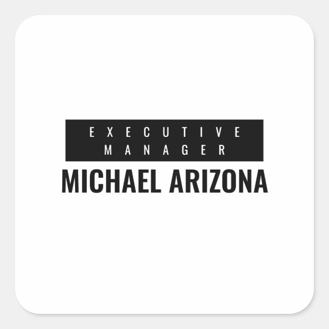 Schwarz/Weiß Minimalistisch Einfach Schlicht Quadratischer Aufkleber (Vorderseite)