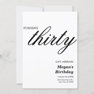 Schwarz-Weiß-minimalistisch elegante Geburtstagsze Einladung