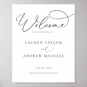 Schwarz-Weiß-Minimalistisch Herzlich willkommen au Poster