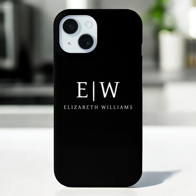Schwarz-Weiß-Minimalistisch-Modern-Monogramm Case-Mate iPhone Hülle (Von Creator hochgeladen)
