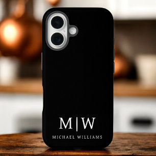 Schwarz-Weiß-Minimalistisch-Modern-Monogramm iPhone 16 Hülle
