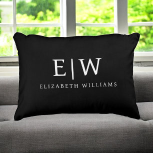 Schwarz-Weiß-Minimalistisch-Modern-Monogramm Dekokissen