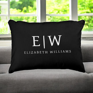 Schwarz-Weiß-Minimalistisch-Modern-Monogramm Dekokissen